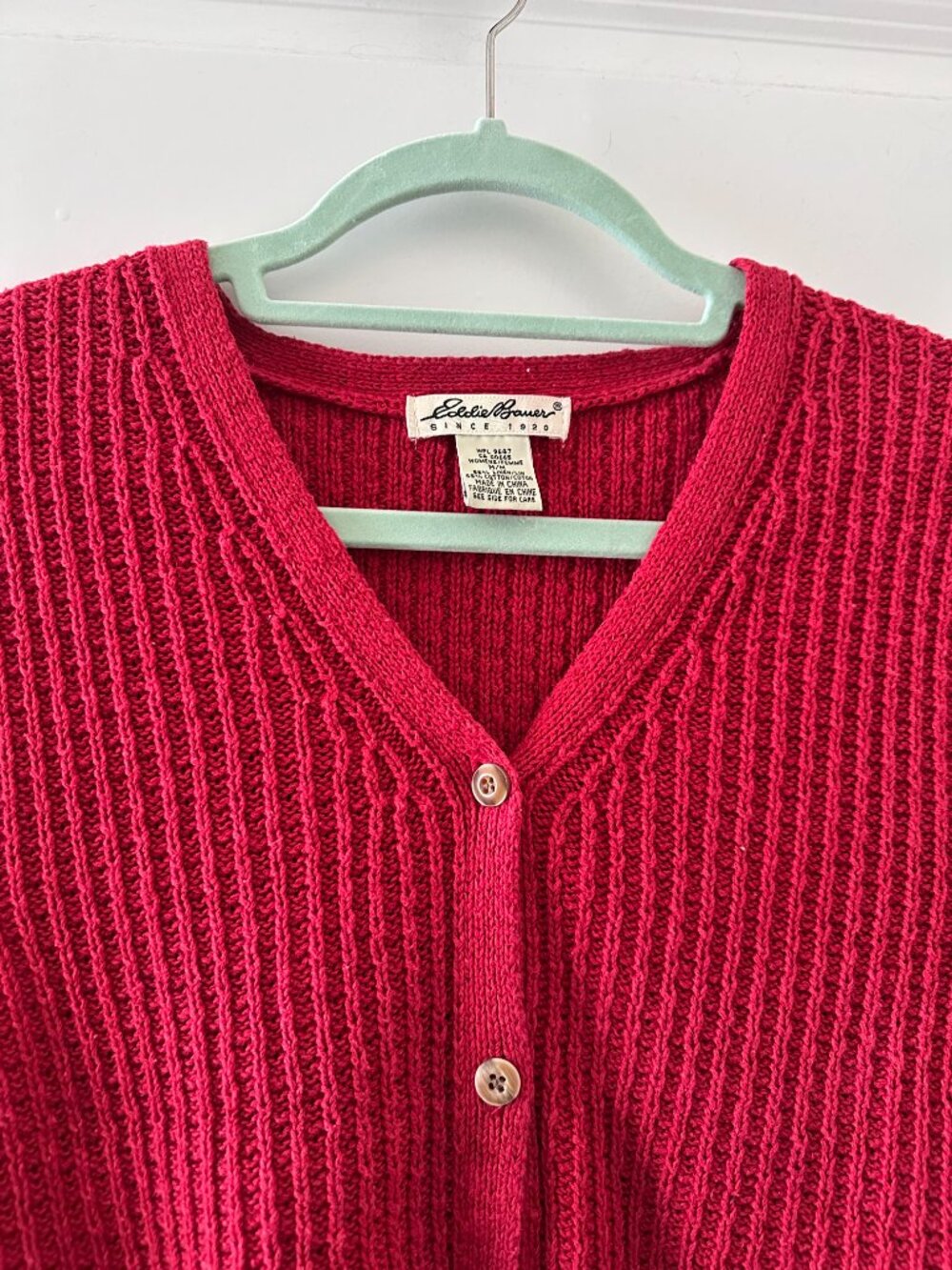 Vintage 90s Eddie Bauer Red Knit Linen Blend Sweater Vest Women's Size Medium - Picture 3 of 16